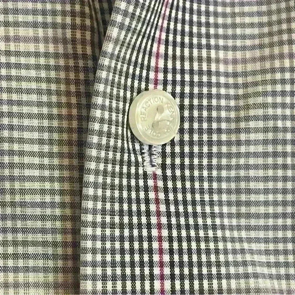 Kenneth Cole Reaction Men's Slim-Fit Blue Plaid Long-Sleeve Shirt size 16 34/35 - Picture 6 of 8